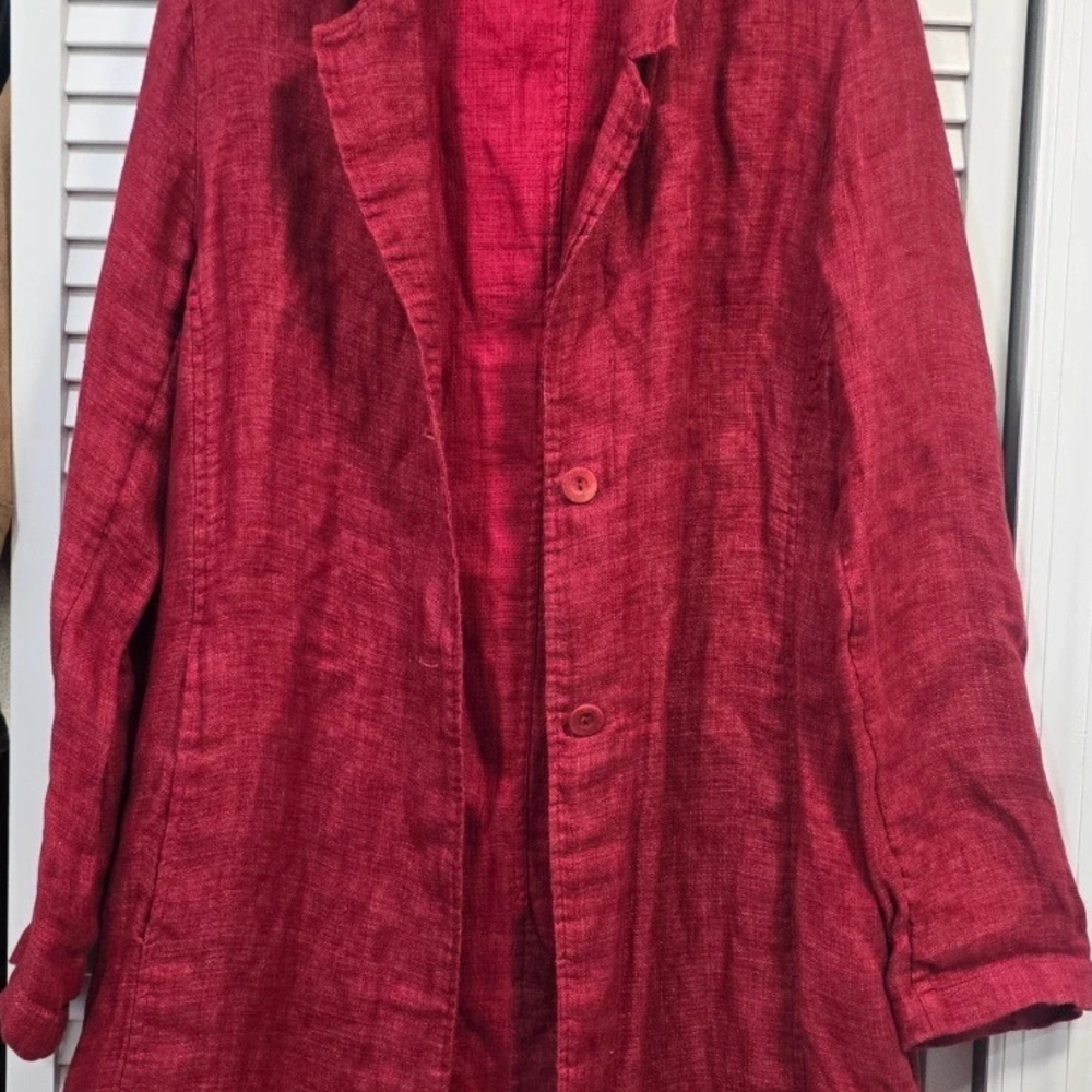 Eileen Fisher Red Textured Lightweight Blazer